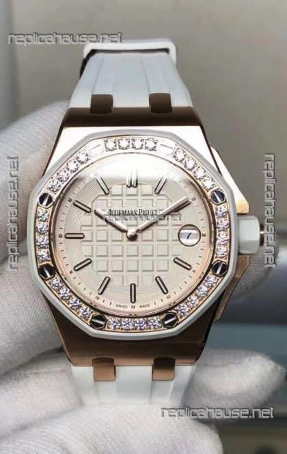 Audemars Piguet Royal Oak Offshore 37MM Swiss Quartz 1:1 Mirror Replica Watch in Rose Gold Casing