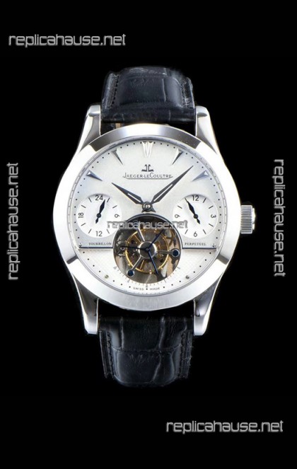 Jaeger LeCoultre Perpetual Tourbillon 904L Steel Case White Dial Swiss Replica Watch 