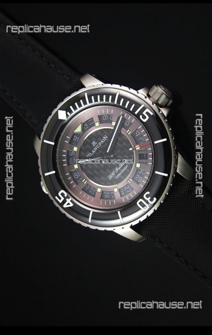 Blancpain 500 Fathoms Swiss Replica Watch in Grey Carbon Dial - 1:1 Mirror Edition