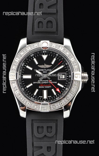 Breitling Avenger II Steel GMT Swiss Watch 1:1 Ultimate Edition - Black Dial