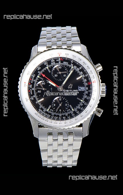 Breitling Navitimer 1 Chronograph 41MM Swiss Watch Black Dial in 904L Steel - Steel Strap