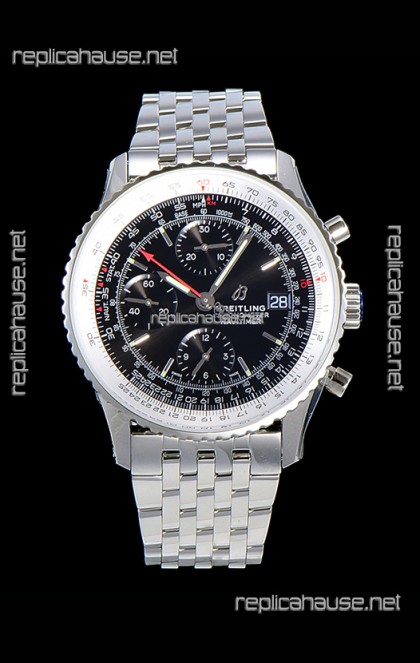 Breitling Navitimer 1 Chronograph 41MM Swiss Watch Black Dial in 904L Steel - Steel Strap