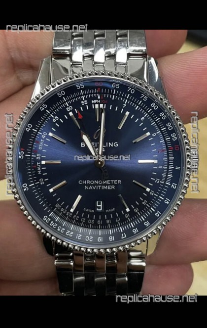 Breitling Navitimer 1 Automatic Swiss Replica Watch in Blue Dial - Steel Strap