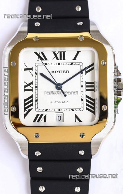 Santos De Cartier Two Tone Yellow Gold 1:1 Mirror Swiss Replica Watch 40MM