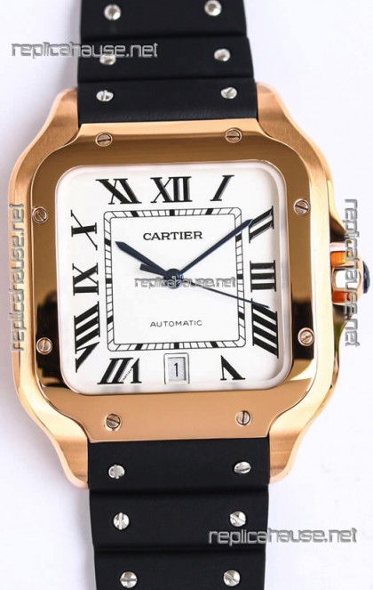 Santos De Cartier Rose Gold Casing 1:1 Mirror Swiss Replica Watch 40MM