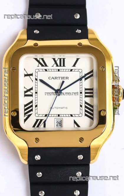 Santos De Cartier Yellow Gold Casing 1:1 Mirror Swiss Replica Watch 40MM