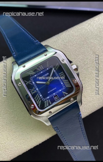 Santos De Cartier Stainless Steel Casing 1:1 Mirror Swiss Replica Watch Blue Dial 40MM