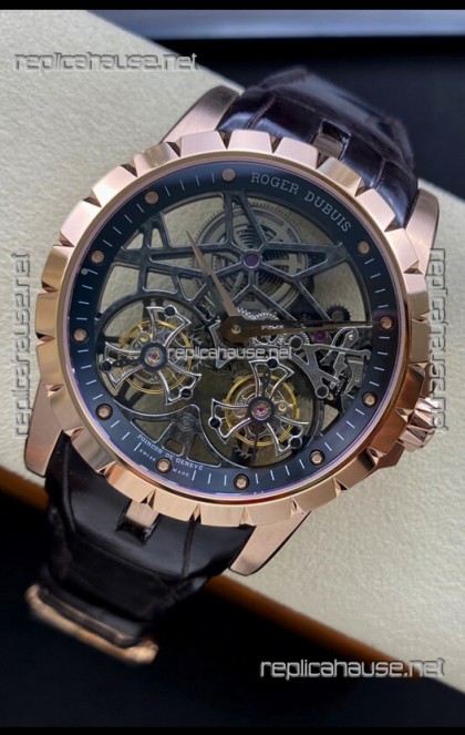 Roger Dubuis Excalibur Dual Tourbillon 1:1 Mirror Swiss Rose Gold Case