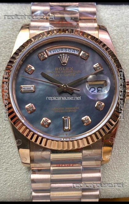 Rolex Day Date 36MM 118235 Rose Gold in Pearl Dial 1:1 Mirror Replica Watch