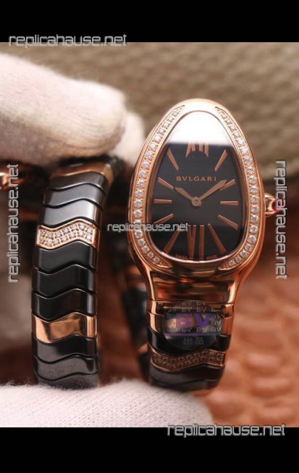 Bvlgari Serpenti Edition Black Ceramic Replica Watch in 1:1 Mirror Quality 