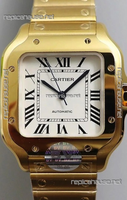 Santos De Cartier 1:1 Mirror Replica - 36MM Yellow Gold Swiss Movement Watch 