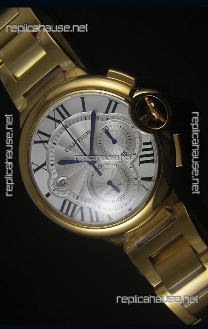 Ballon De Cartier Chronograph in Yellow Gold Case - 1:1 Mirror Replica