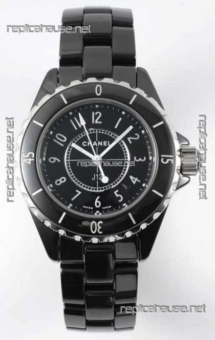 Chanel J12 Ladies Black Ceramic Casing Watch 1:1 Mirror Replica Watch 