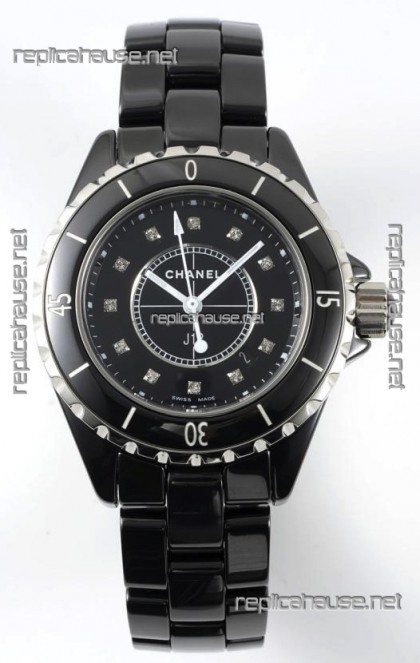 Chanel J12 Ladies Black Ceramic Casing Watch 1:1 Mirror Replica Watch 