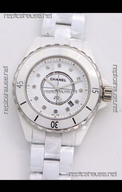 Chanel J12 Ladies White Ceramic Casing Watch 1:1 Mirror Replica Watch 