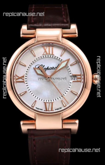 Chopard Imperiale White Dial Swiss Automatic Replica Watch in Rose Gold Case 904L Steel 