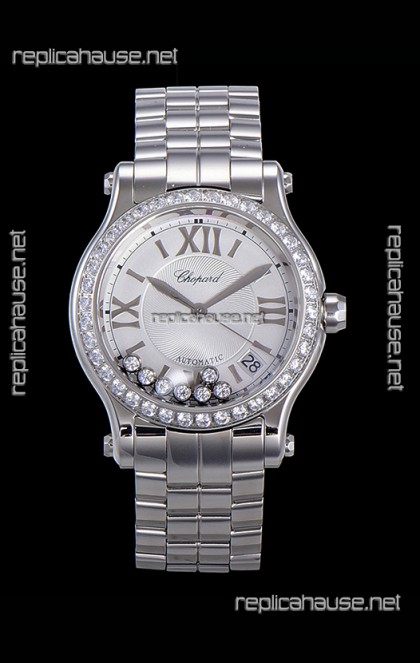 Chopard Happy Sport 1:1 Mirror Swiss Automatic Replica Watch 36MM in 904L Steel Casing White Dial
