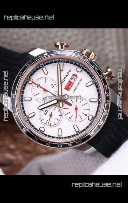 Chopard Classic Racing Chronograph 1:1 Mirror Replica Watch in Steel Casing - White Dial