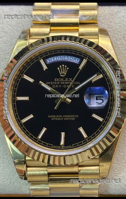 Rolex Day Date Presidential 18K Yellow Gold Watch 36MM - Black Dial 1:1 Mirror Quality