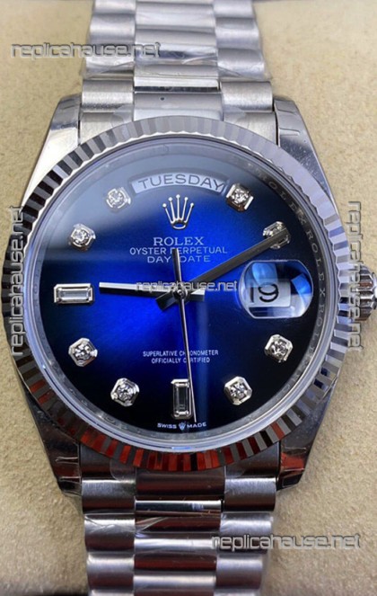 Rolex Day Date Presidential 904L Steel 36MM - Blue Dial 1:1 Mirror Quality Watch