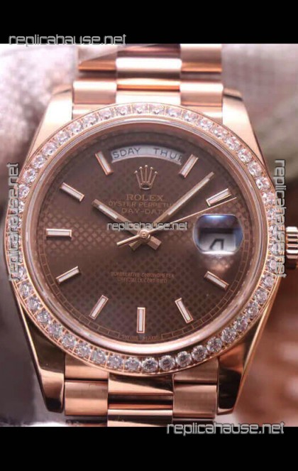 Rolex Day Date Presidential 904L Steel Rose Gold 40MM - Brown Dial 1:1 Mirror Quality Watch