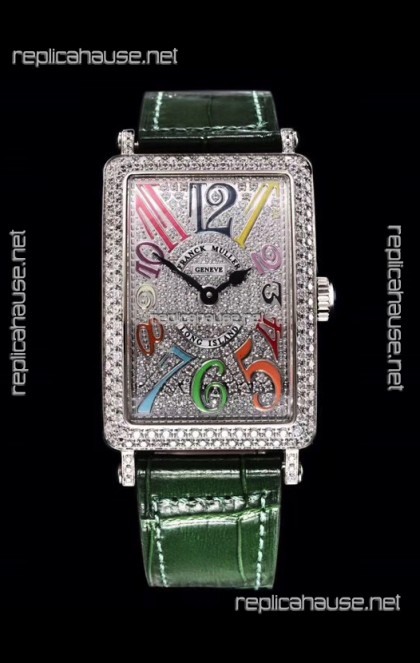 Franck Muller Long Island Color Dreams Ladies Swiss Watch in Green Strap