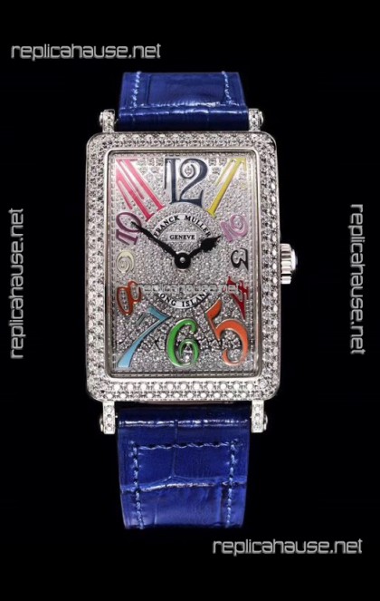 Franck Muller Long Island Color Dreams Ladies Swiss Watch in Blue Strap