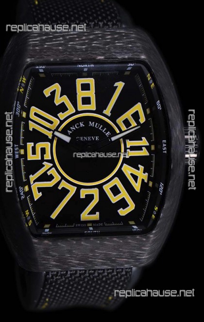 Franck Muller Vanguard Carbon Casing Black Indexes Swiss Watch
