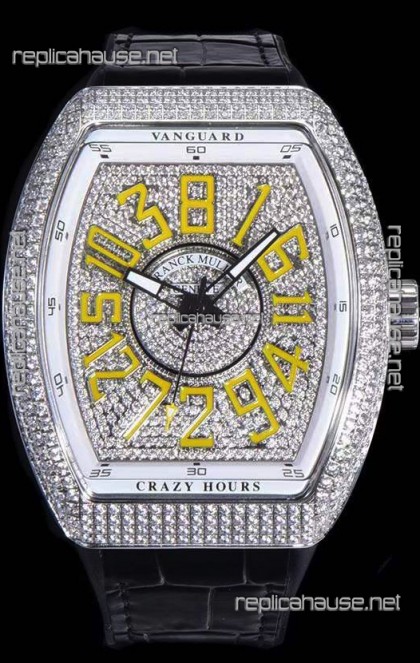 Franck Muller Vanguard Crazy Hours Edition Swiss Replica Watch - Yellow Numerals