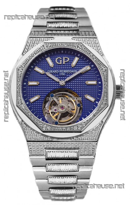 Girard Perregaux Laureato Tourbillon 1:1 Blue Dial  Mirror Swiss Replica Watch 