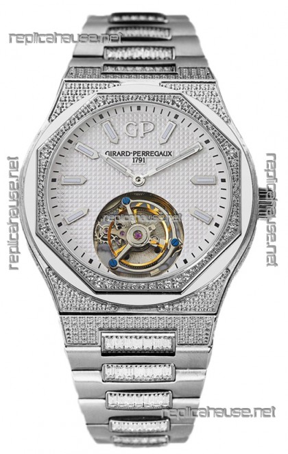 Girard Perregaux Laureato Tourbillon 1:1 White Dial Mirror Swiss Replica Watch