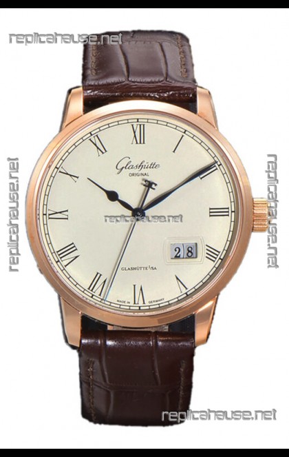 Glashütte Senator Excellence Panorama Date Rose Gold 1:1 Mirror Replica Watch  