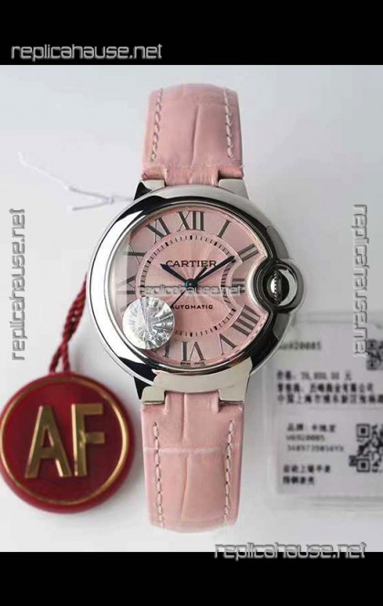 Ballon De Cartier Swiss Automatic 1:1 Mirror Quality 33MM in Pink Dial/Strap 
