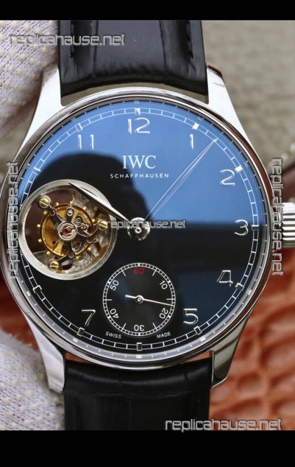 IWC Portuguese Genuine Swiss Tourbillon Movement Watch in Black Dial