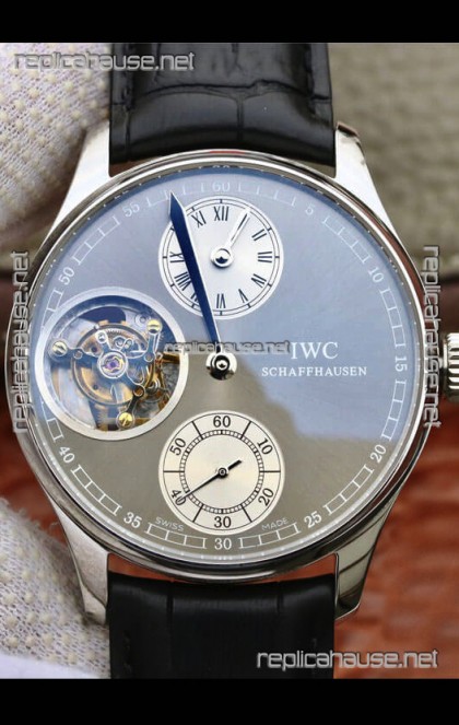 IWC Portuguese Genuine Swiss Tourbillon Movement Watch in Grey Dial