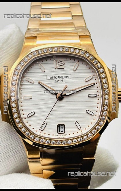 Patek Philippe Nautilus 7118/1200R-001 35MM 1:1 Mirror Swiss Replica Watch in Yellow Gold