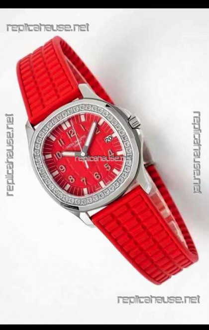 Patek Philippe Aquanaut LUCE 5072A-001 Quartz Swiss Replica Watch in Red Dial - 35MM