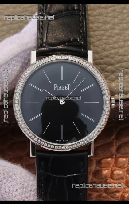 Piaget Altiplano G0A29113 1:1 Mirror Swiss Replica Watch in Black Dial Diamonds Bezel 