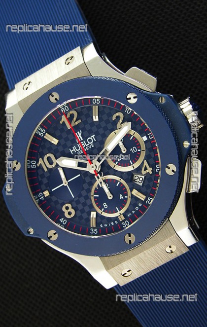 Hublot Big Bang Blue Steel Carbon Dial Swiss Replica Watch 1:1 Mirror Replica