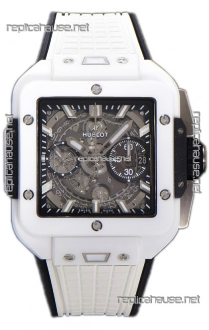 Hublot Square Bang Unico White Ceramic Casing Chronograph Watch 1:1 Mirror Replica