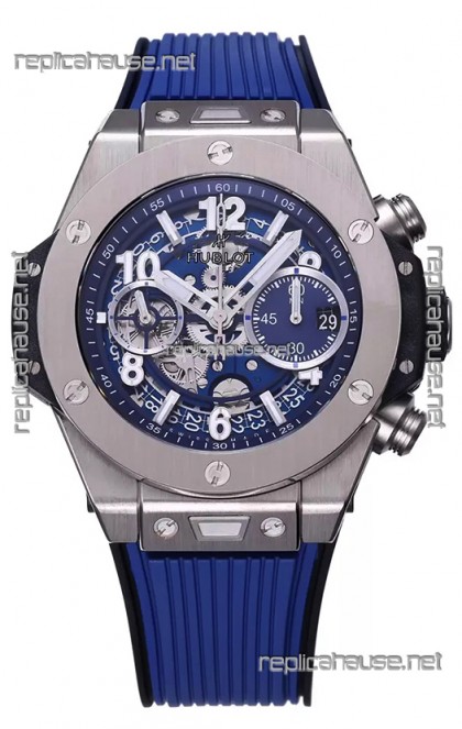 Hublot Big Bang Unico Blue Stainless Steel Casing 1:1 Mirror Edition Swiss Replica Watch