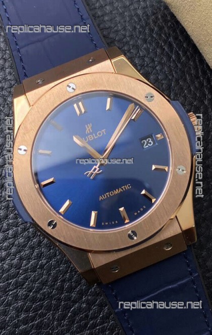 Hublot Classic Fusion 1:1 Mirror Replica Swiss Watch in 904L Steel Casing Blue Dial 42MM