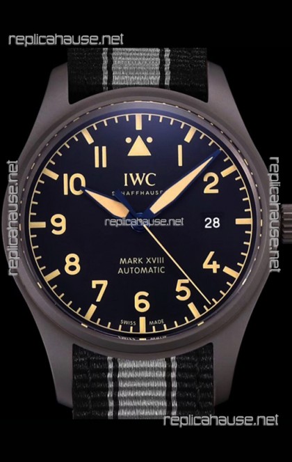 IWC Pilot's MARK XVIII Heritage 1:1 Swiss Watch 904L Steel Casing Black Matte Finishing