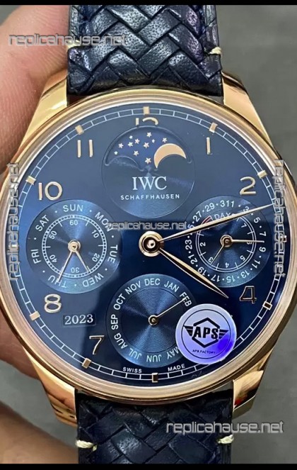IWC Portuguese Perpetual Calendar Rose Gold Swiss Replica Watch REF. IW503312