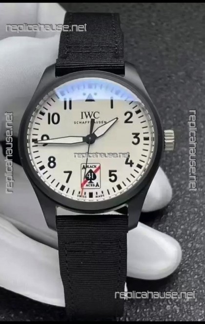 IWC Pilot's IW326905 BLACK ACES Ceramic 41MM 1:1 Mirror Replica Watch in White Dial 