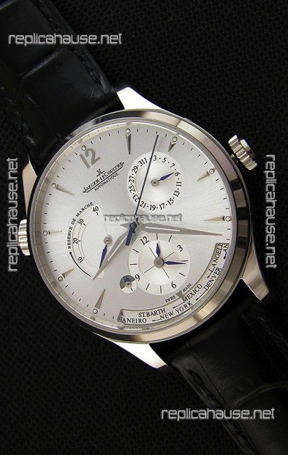 Jaeger LeCoultre Master Geographic Power Reserve Steel Case Steel Dial Swiss Replica Watch 
