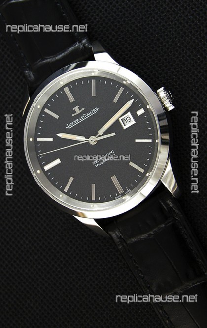 Jaeger LeCoultre Geophysic True Second Steel Case Watch Black Dial 