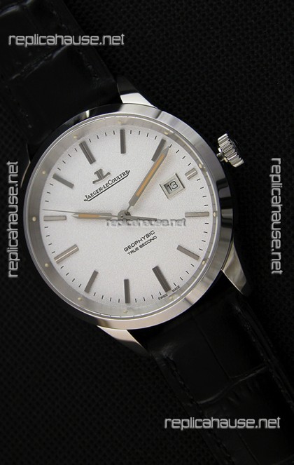 Jaeger LeCoultre Geophysic True Second Steel Case Watch White Dial 