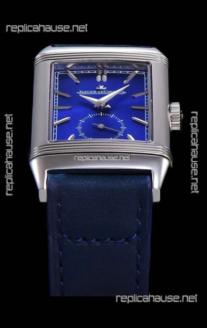 Jaeger LeCoultre Reverso Swiss Replica Watch in Steel Casing - Blue Dial 