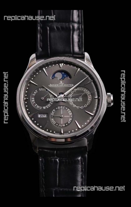 Jaeger LeCoultre Master Ultra Thin Perpetual Swiss Replica Watch in Grey Dial 
